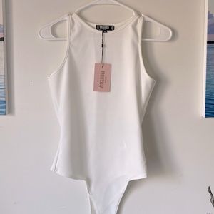 Missguided Never been worn white Petite White Ribbed Racer Back Bodysuit